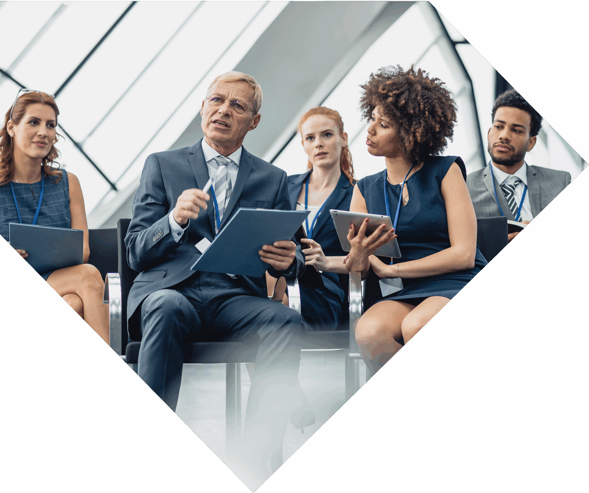 Group discussion in modern office