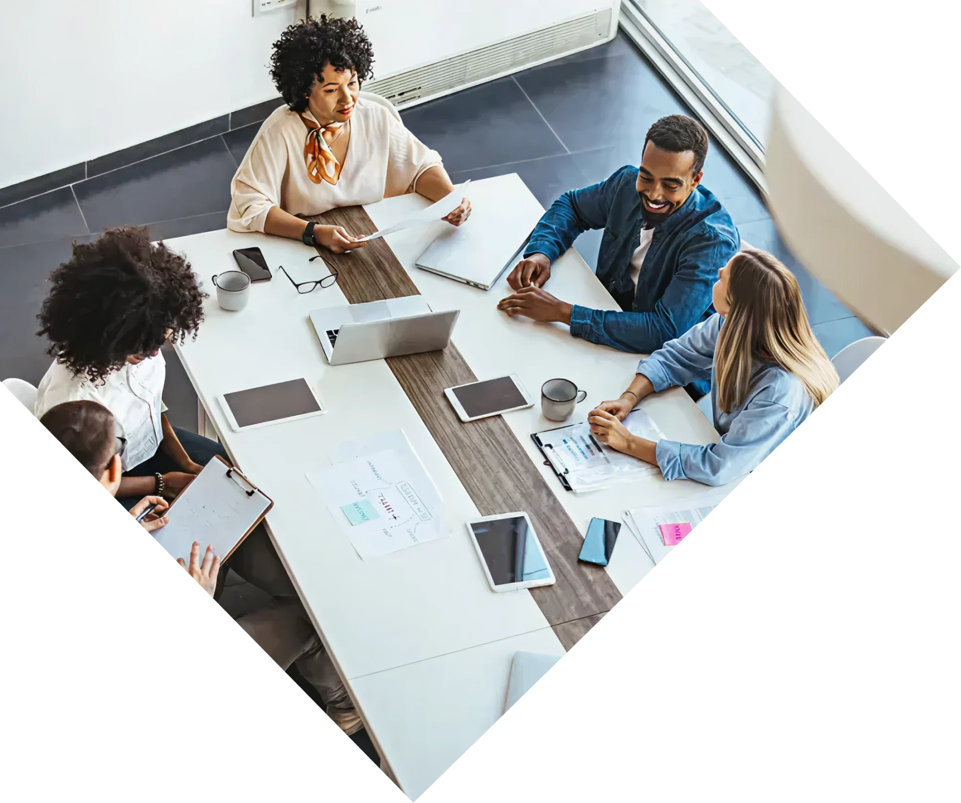 Team meeting around conference table