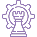 Chess rook with gear outline