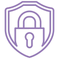 Purple lock on shield design