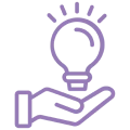 Hand holding glowing light bulb icon